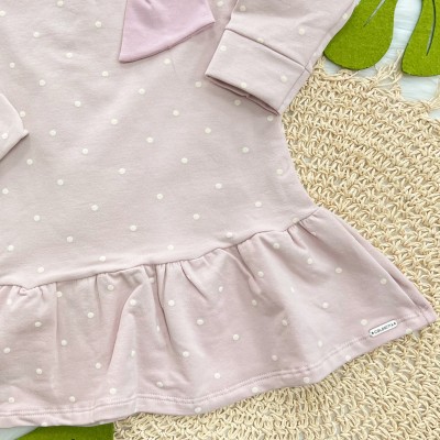 Vestido de Moletom Big Laço e Poá - Lilás